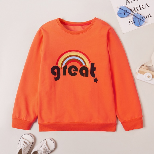 Trendy Rainbow Letter Print Sweatshirt