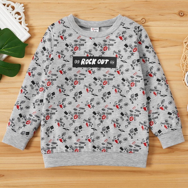 Fashionable Space Letter Allover Print Sweatshirt