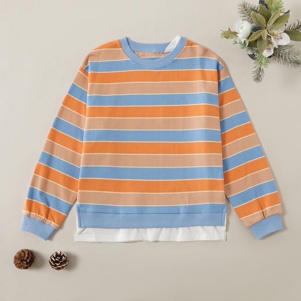 Trendy Striped Faux-two Sweatshirt