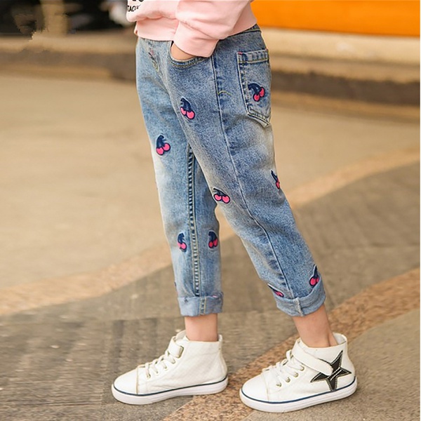Cherry Embroidered Jeans for Kid