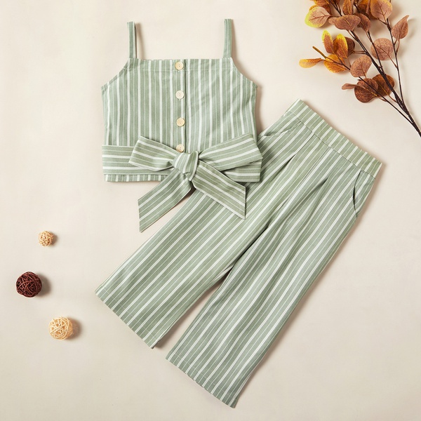 2-piece Trendy Striped Tank and Pants Set