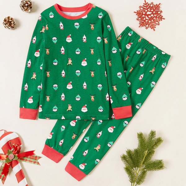 Stylish Christmas Santa Allover Print Sweatshirt and Pants Set