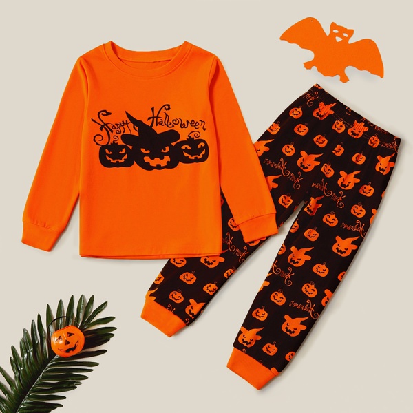 Stylish Halloween Pumpkin Print Sweatshirt and Allover Pants