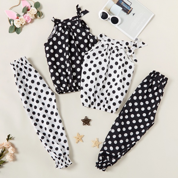 2-piece Trendy Polka Dots Top and Pants Sets