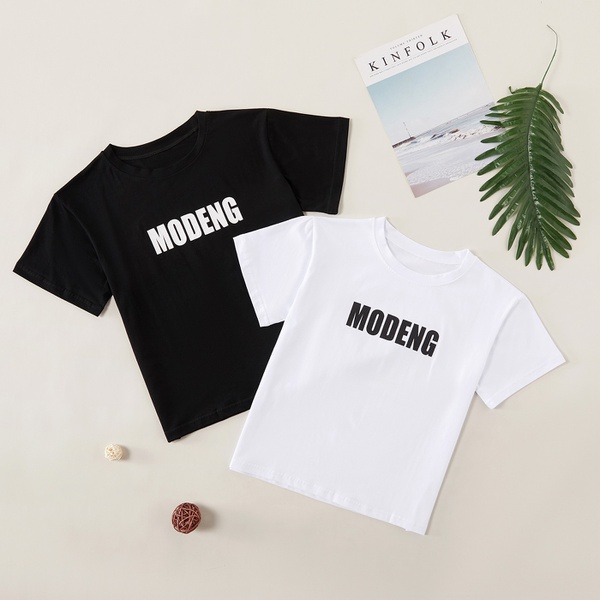 Fashionable Letter Sunflower Print MODENG Tees