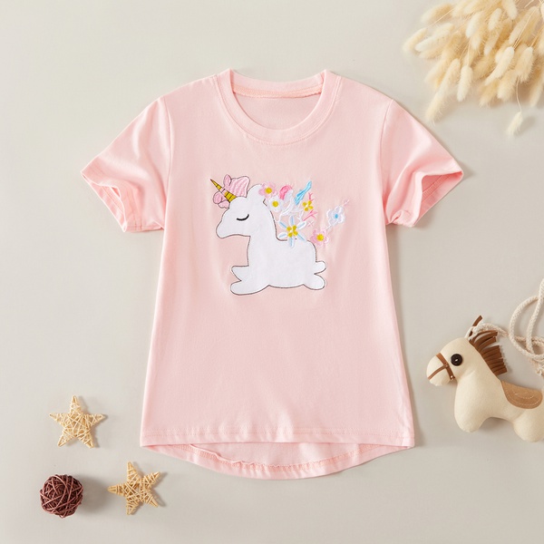 Adorable Cartoon Unicorn Print Short-sleeve Tee