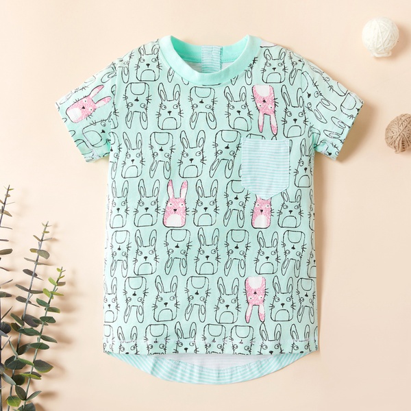 Casual Bunny Allover Print Short-sleeve Tee for Girl