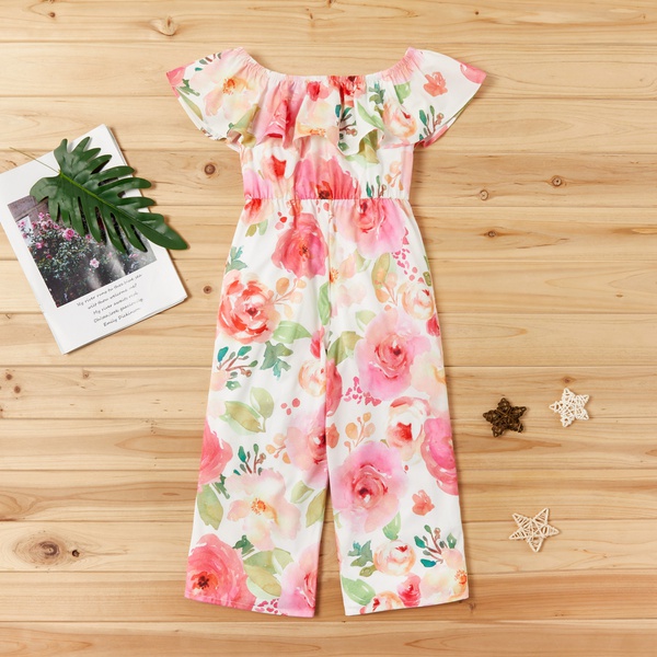 Toddler Girl Pretty Colorful Floral Allover Jumpsuit