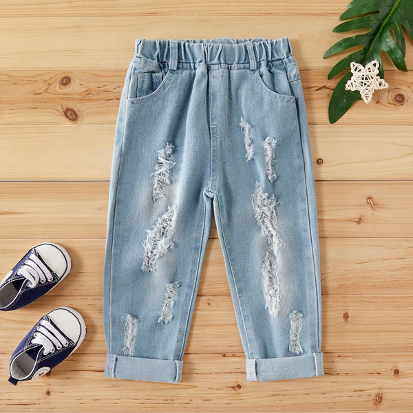 Baby/ Toddler Boy's Ribbed Frayed Jeans