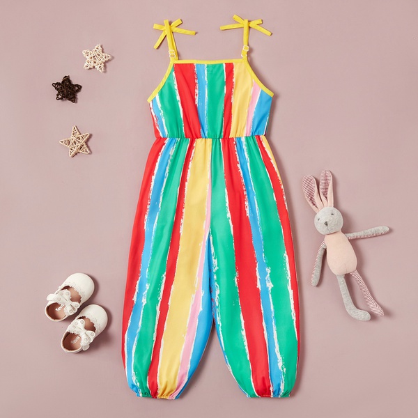 Toddler Girl Colorful Striped Jumpsuit