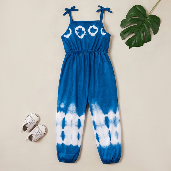 Toddler Girl Vintage Print Strappy Sleeveless Jumpsuit