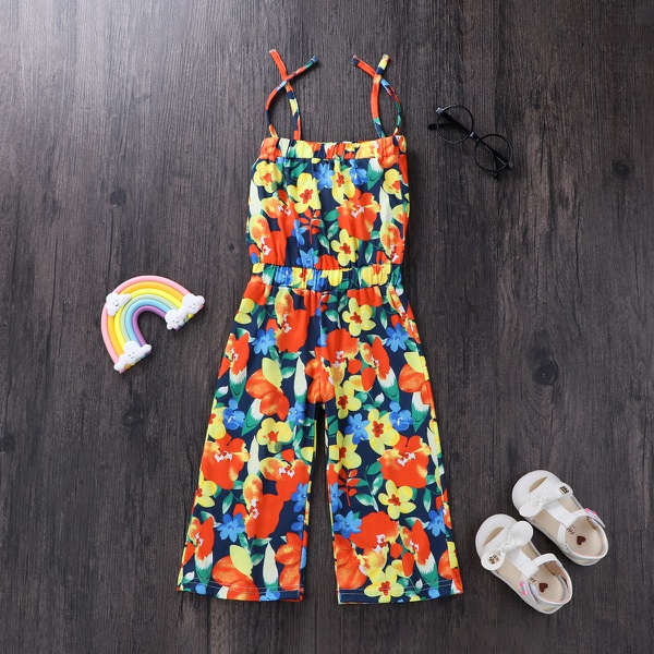 Baby / Toddler Girl Floral Print Suspender Jumpsuit