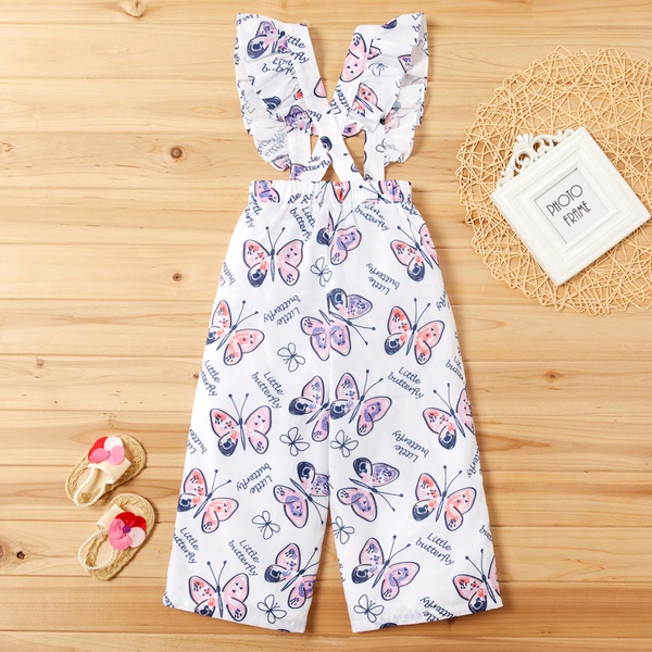 Toddler Girl Butterfly Print Flounced Belted Trouser