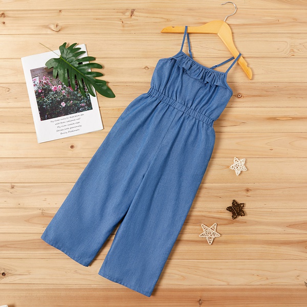 Toddler Girl Casual Solid Ruffled Jumpsuit