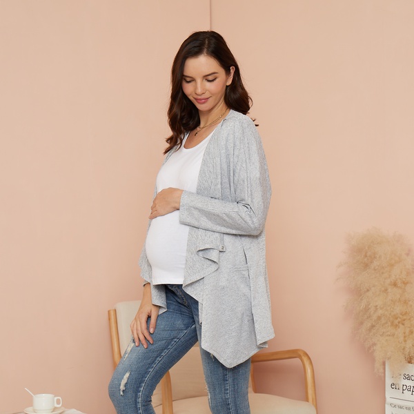 Maternity Plain Light Grey Coat