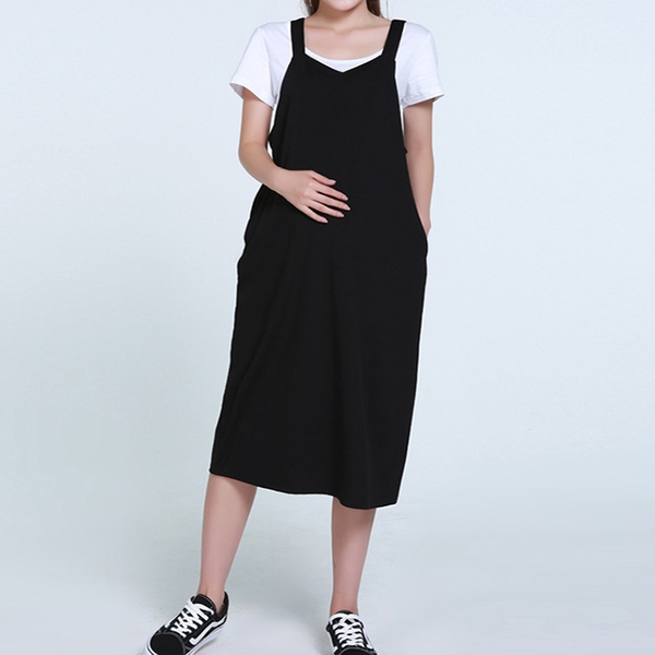 Casual Solid Maternity Strap Dress