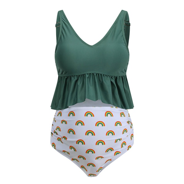 Sassy Print Ruffle Maternity Two-piece Swimsuit
