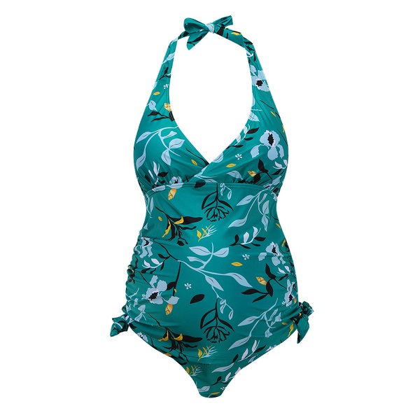 Trendy Floral Print Halter Maternity Two-piece Swimsuit