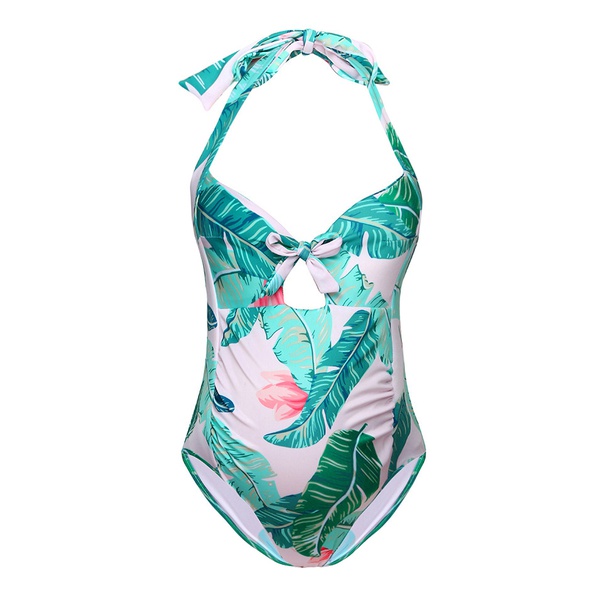 Snappy Printed Halter Maternity One-piece Swimsuit