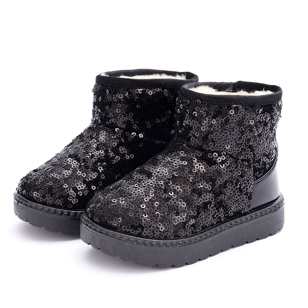 Toddler / Kid Sequined Solid Fluff Snow Boots
