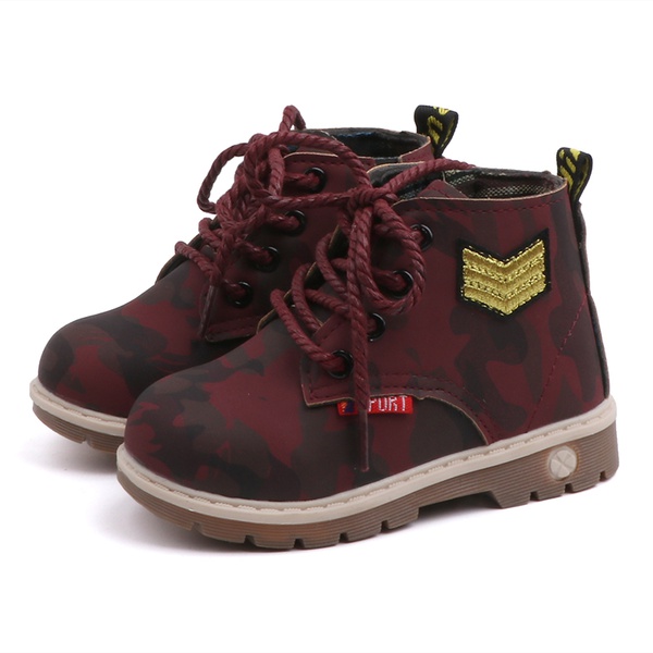 Toddler / Kid Camouflage Lace-up High-top Leather Boots