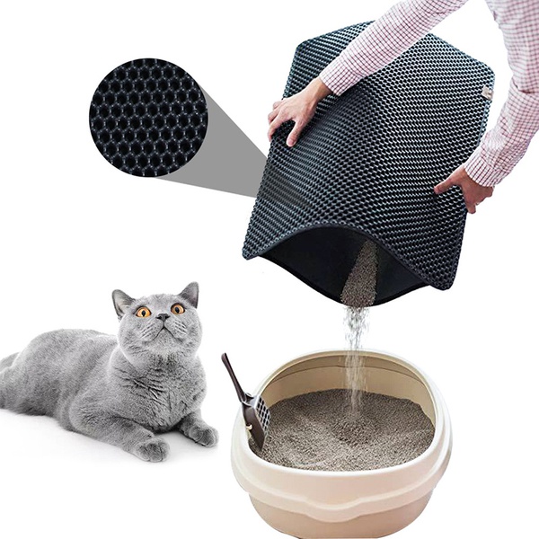 Cat litter mat pet mat double layer EVA cat leak-proof and cat litter rubbing foot mat hollow cleaning