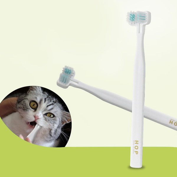 Dog toothbrush, cat toothbrush, pet oral cleaning supplies, double-ended toothbrush