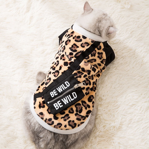 Cat clothes leopard print warm jacket