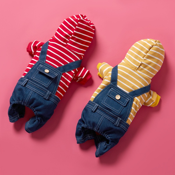 Two-tone Striped Hoodie in Denim Straps for Pet Dog