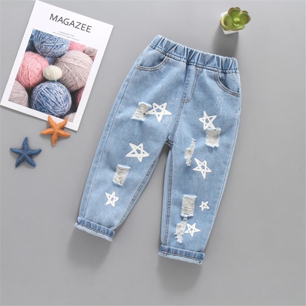 Baby / Toddler Stylish Stars Print Ripped Jeans
