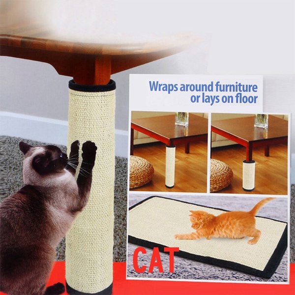 Cat Scratching Material Mat Cat Scratcher Replacement for Cat Tree Natural Sisal Fabric Mat with Velcro and Spiral Pins Protecting Furniture Sofa Couch Chair Desk Legs