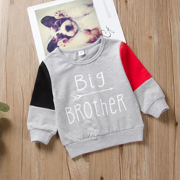 Baby Boy BIG BROTHER Print Colorblock Pullover