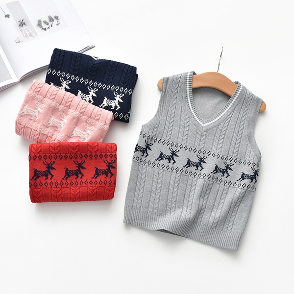 Baby / Toddler Elk Print Sleeveless Knitwear