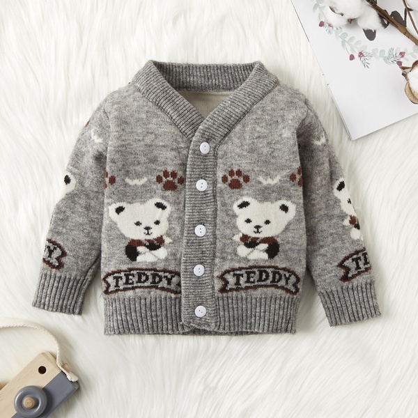 Baby / Toddler Adorable Bear Print Warm Knitwear