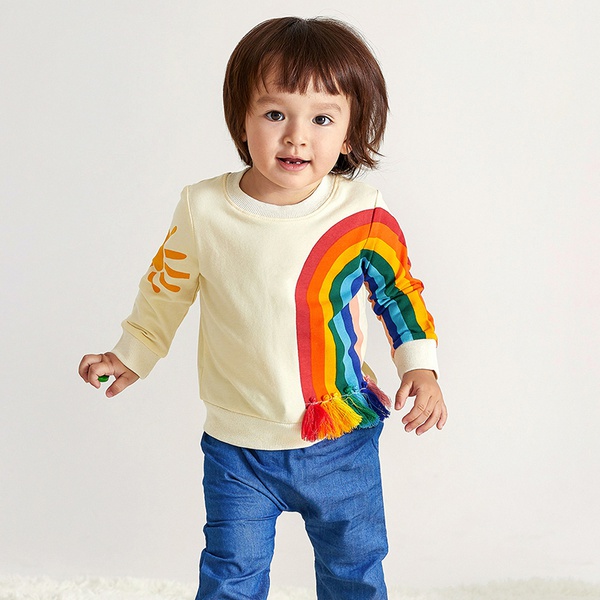 Pretty Rainbow Print Long-sleeve Tee for Toddler Girl and Girl