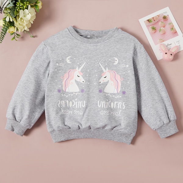 Baby / Toddler Girl Animal Unicorn Letter Print Pullover