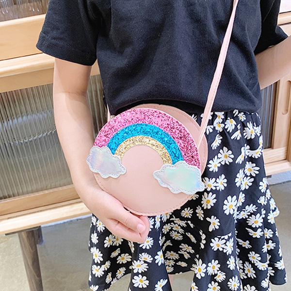1-pack Sequined Rainbow Splice Shoulder Bag for Girls