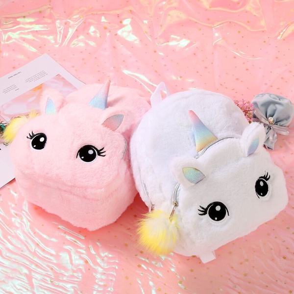 1-pack Colorful Unicorn Fleece Backpack for Children
