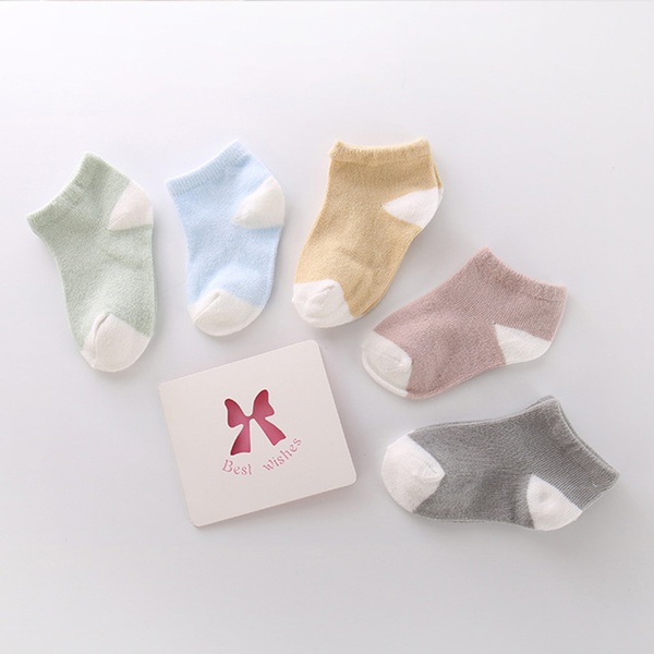 5-piece Baby Solid Breathable Socks Set