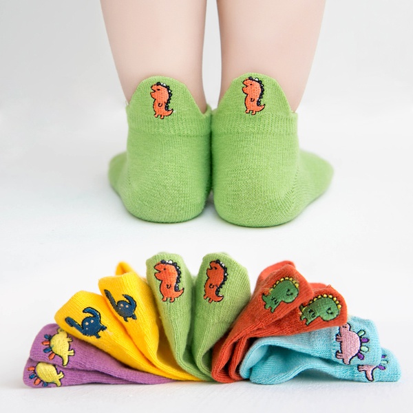 5-pack Toddler / Kid Adorable Dinosaur Embroidered Socks