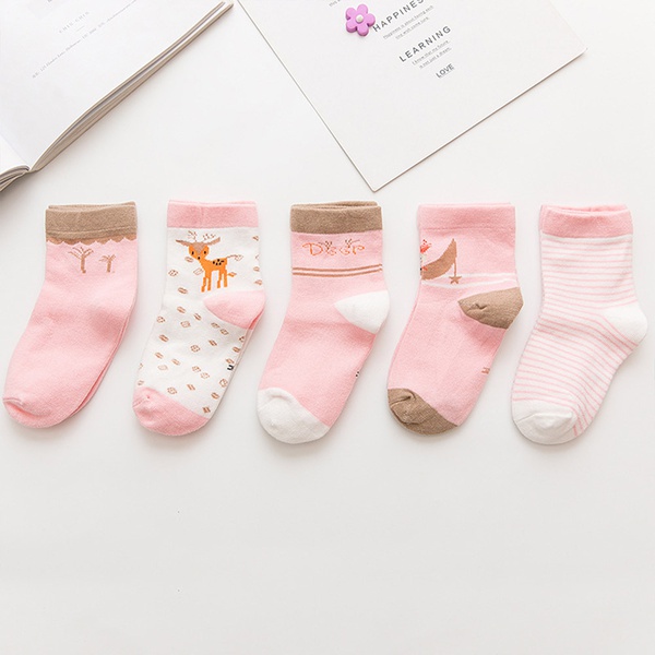5-pack Baby / Toddler / Kid Animal Striped Middle Socks