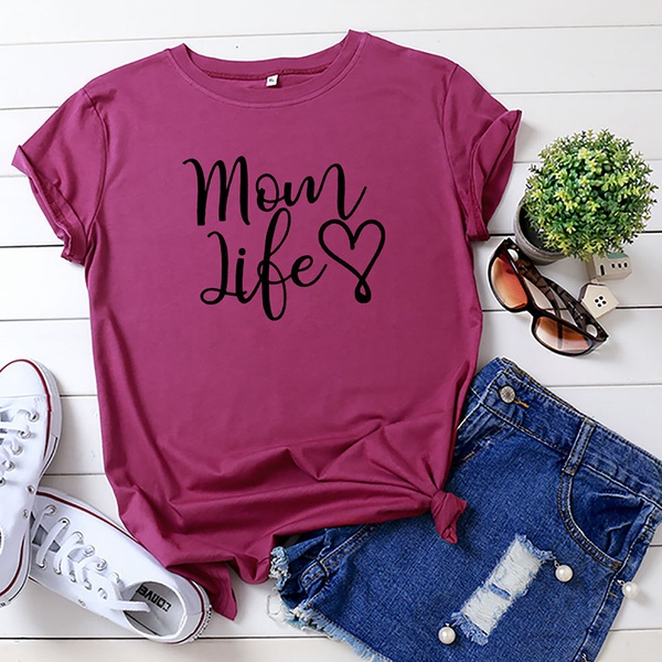 Pretty Mom life Letter Printed Short-sleeve Tee For women