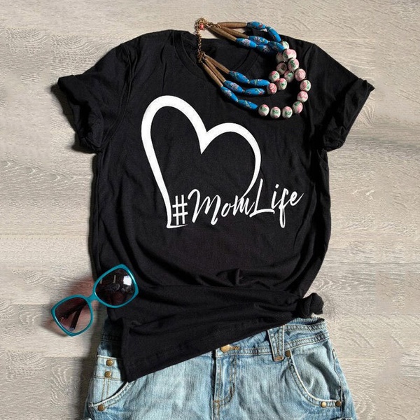 Casual Short-sleeve Round-collar Letter Printed Tee
