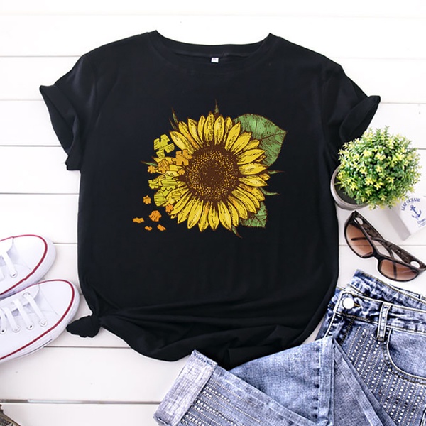 Casual Sunflower Printed Short-sleeve Tee