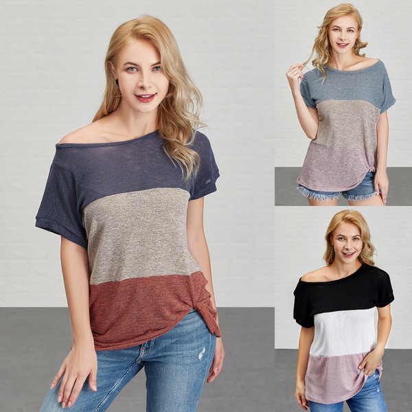Casual Color Blocked Top For Women