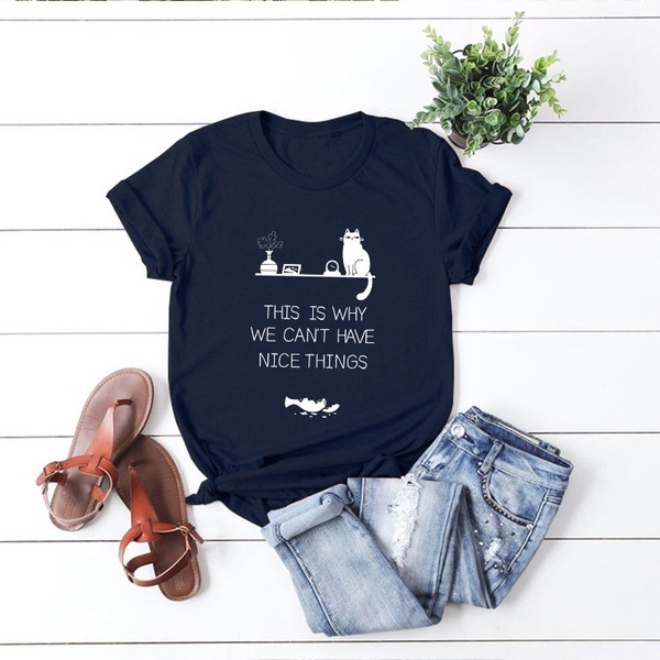 Pretty Short-sleeve Letter Printed Loose Tee For women