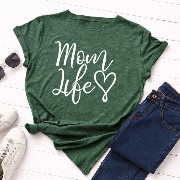 Pretty Mom life Letter Printed Short-sleeve Tee For women