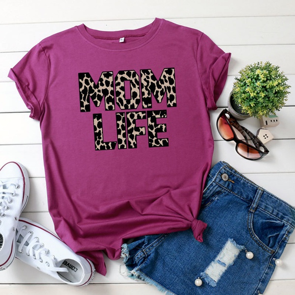 Pretty Letter Leopard Printed Short-sleeve Tee