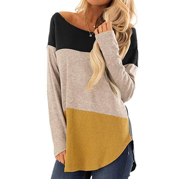 Chic Color Blocked Long-sleeve Top