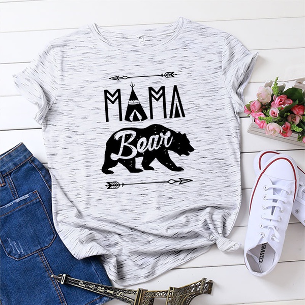 Casual MAMA Bear Letter Printed Short-sleeve Tee For women